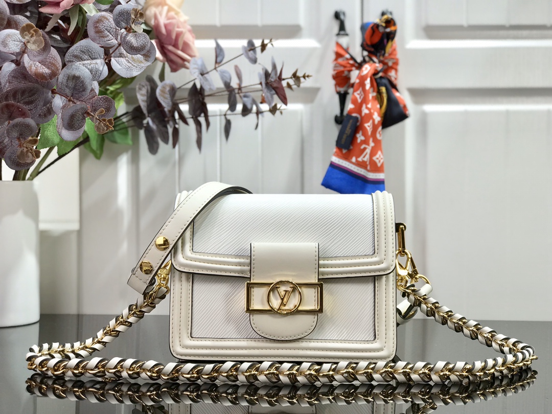 l0vis Vvtt0n mini dauphine epi leather white m55964 20 x 15 x 9 cm