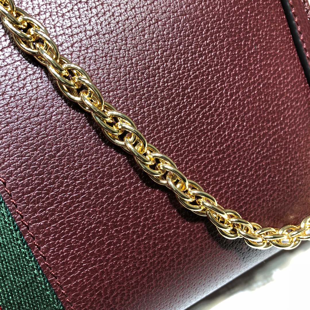 Gvc*1 medium ophidia gg shoulder bag in leather burgundy 503876 32.5 x 20 x 10 cm