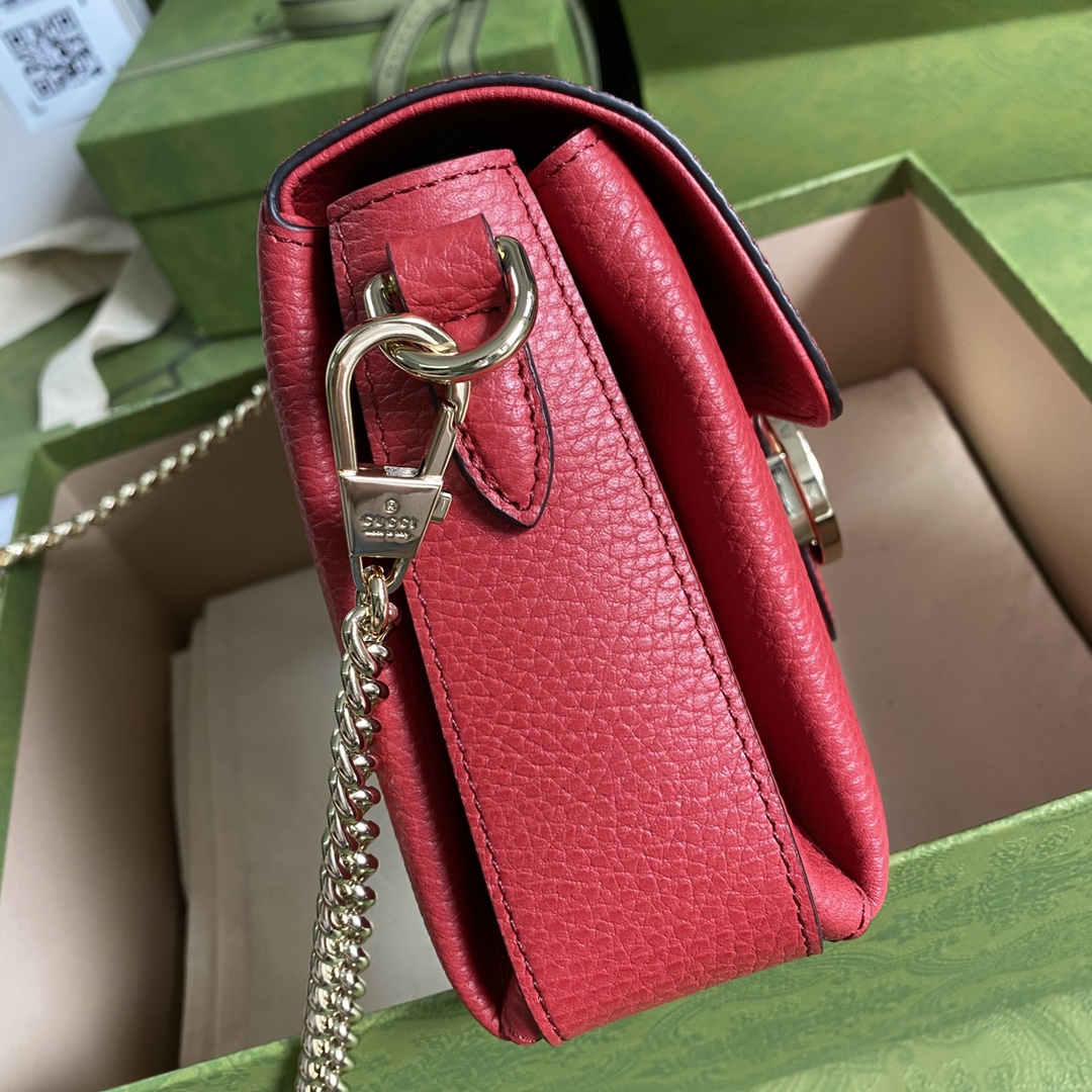 Gvc*1 interlocking g leather crossbody bag red 607720 22 x 15 x 7 cm