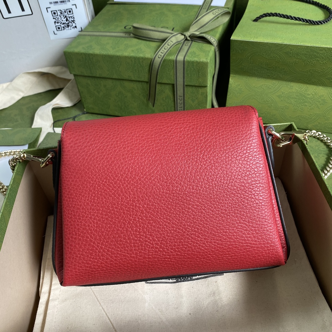 Gvc*1 interlocking g leather crossbody bag red 607720 22 x 15 x 7 cm
