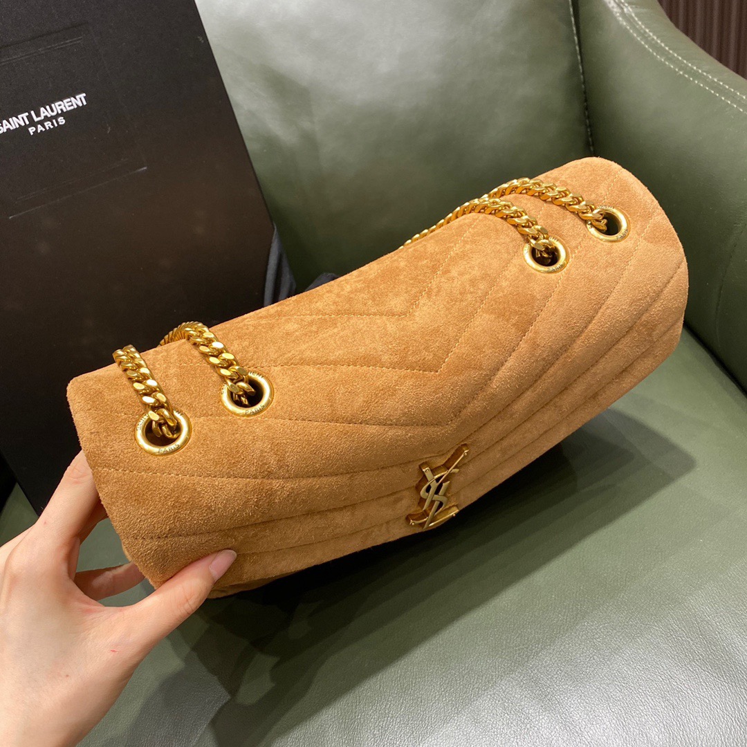 Y51 medium loulou in matelassé "y" cinnamon suede 5749461 32 x 22 x 12 cm