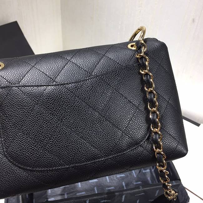 Ch**el small grained calfskin flap bag black as1459 16 x 23 x 9 cm