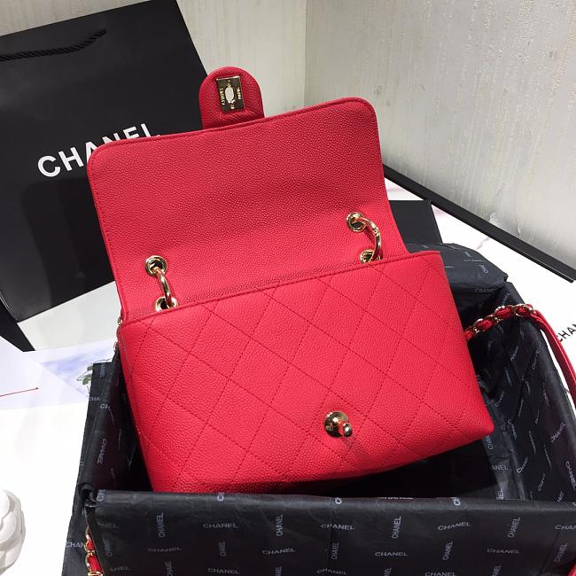 Ch**el small grained calfskin flap bag red as1459 16 x 23 x 9 cm