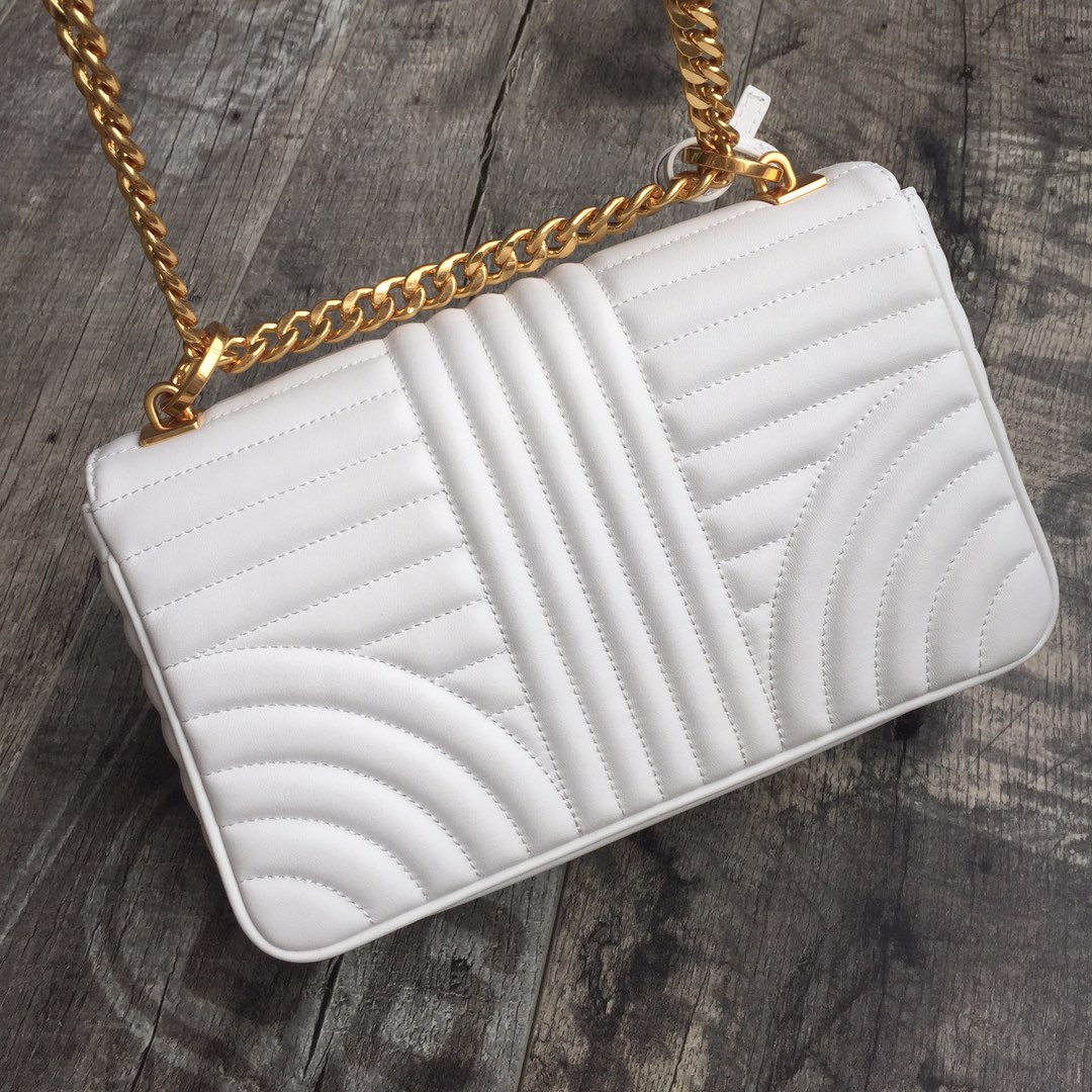 Pra*a medium leather diagramme bag white  1bd108 24 x 14 x  6 cm