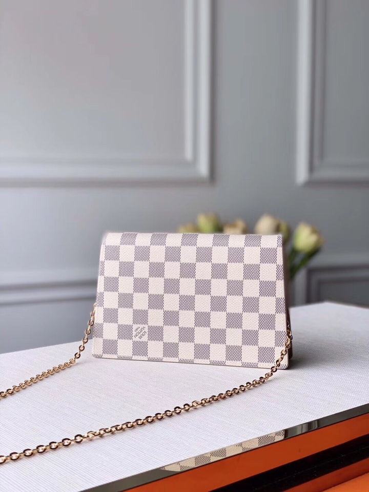 l0vis Vvtt0n croisette chain wallet damier azur rose pink n60357 21 x 13.5 x 5 cm