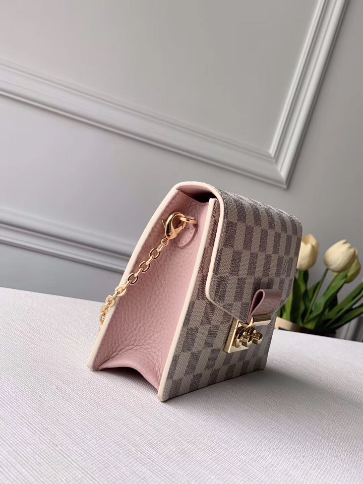 l0vis Vvtt0n croisette chain wallet damier azur rose pink n60357 21 x 13.5 x 5 cm