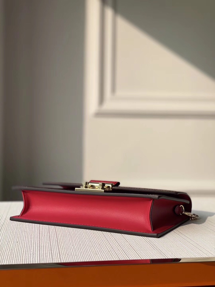 l0vis Vvtt0n croisette chain wallet damier ebene scarlet n60288 21 x 13.5 x 5 cm