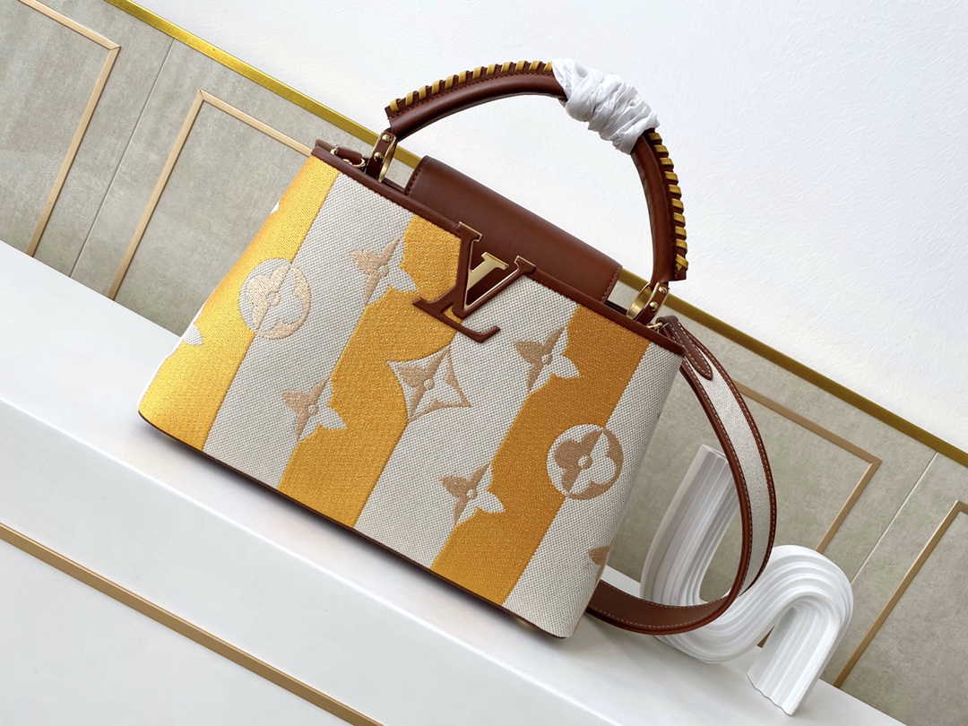 l0vis Vvtt0n capucines mm two-color braided yellow 31.5 × 20 × 11 cm