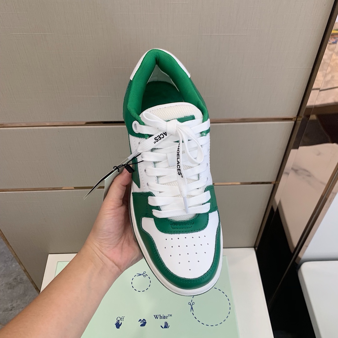 Off White Low Top Sneakers Green/White