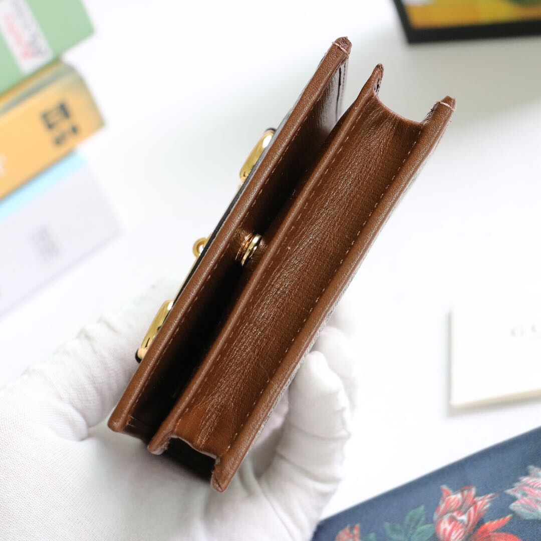 Gvc*1 horsebit 1955 card case wallet canvas brown ‎621887 11 x 8.5 x 3 cm