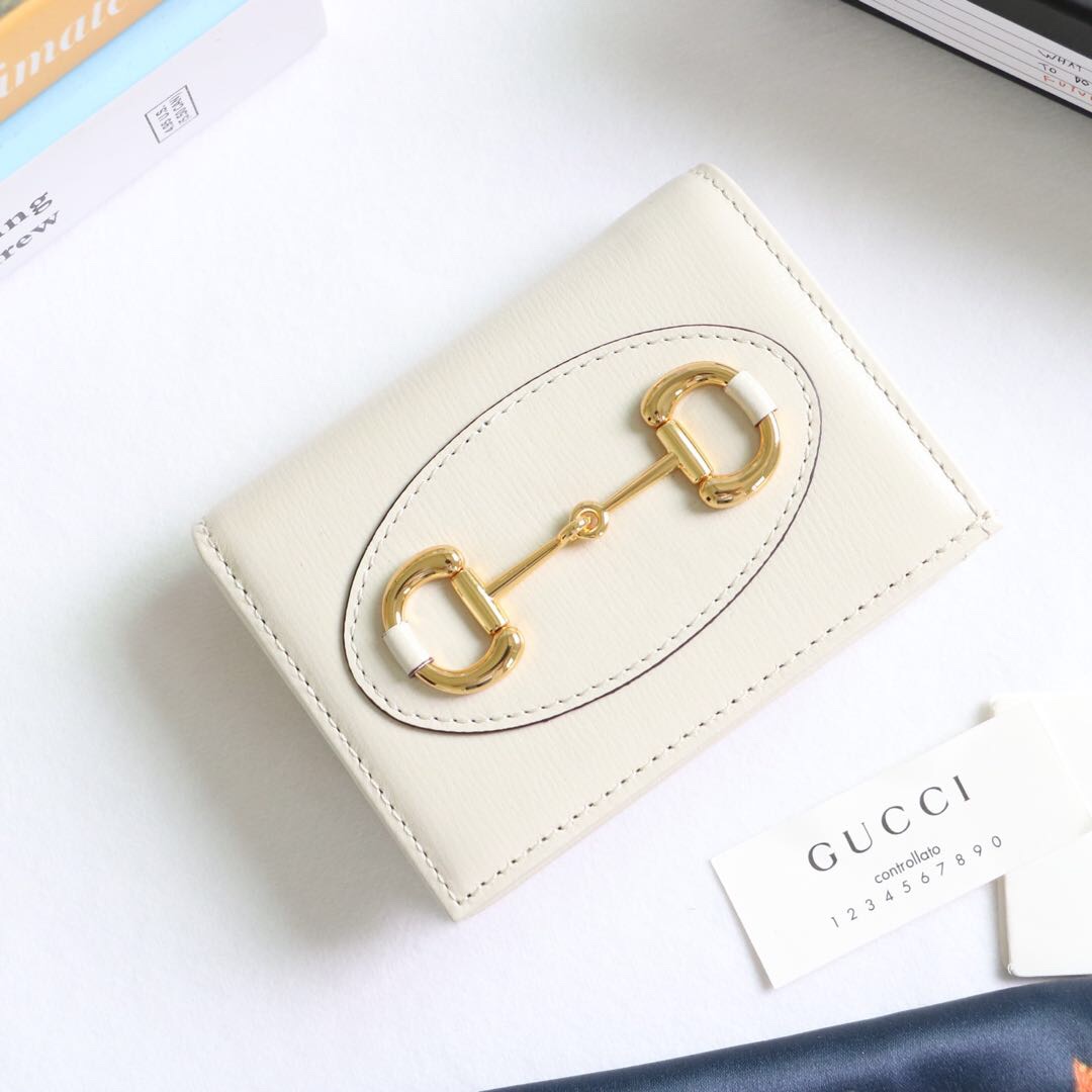 Gvc*1 horsebit 1955 card case wallet leather white ‎621887 11 x 8.5 x 3 cm