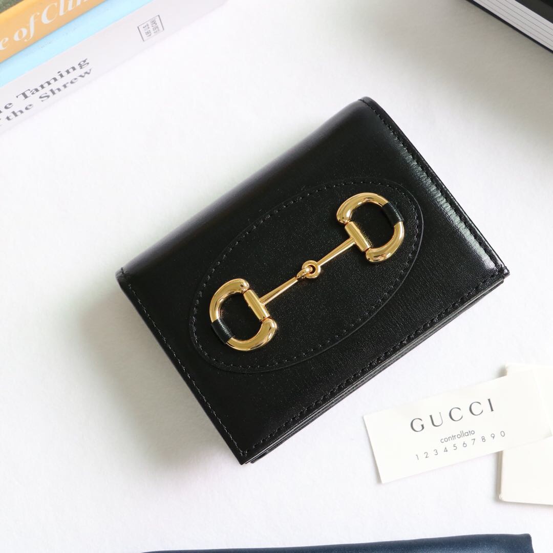 Gvc*1 horsebit 1955 card case wallet leather black ‎621887 11 x 8.5 x 3 cm