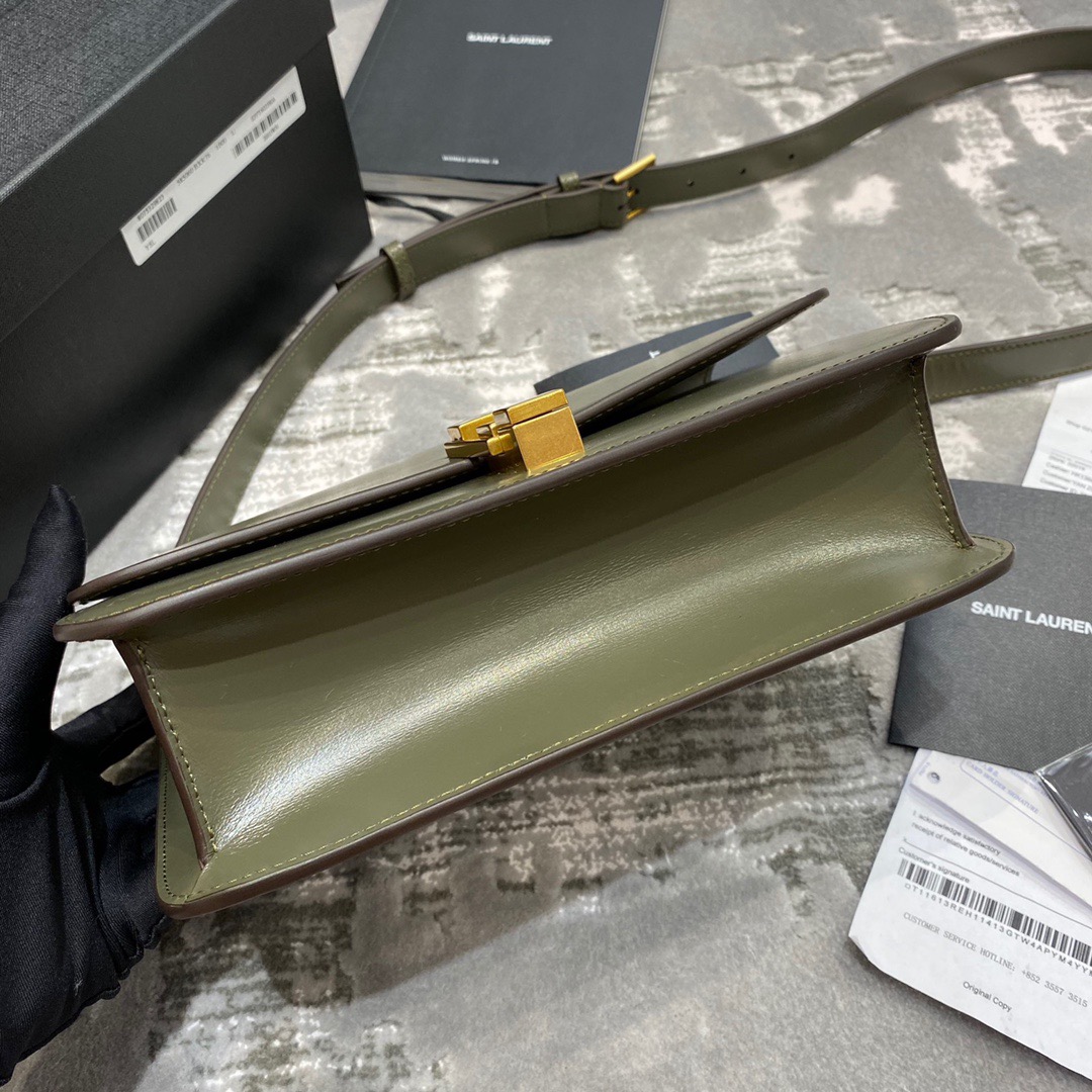 Y51 le carre satchel in box olive green 6332141 23 x 17.5 x 6.5 cm