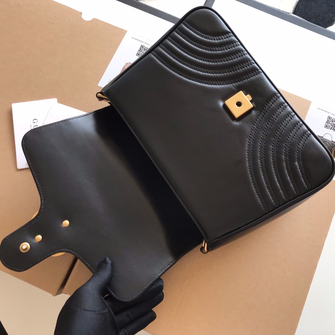 Gvc*1 gg marmont small top handle bag black 27 x 19 x 10.5 cm