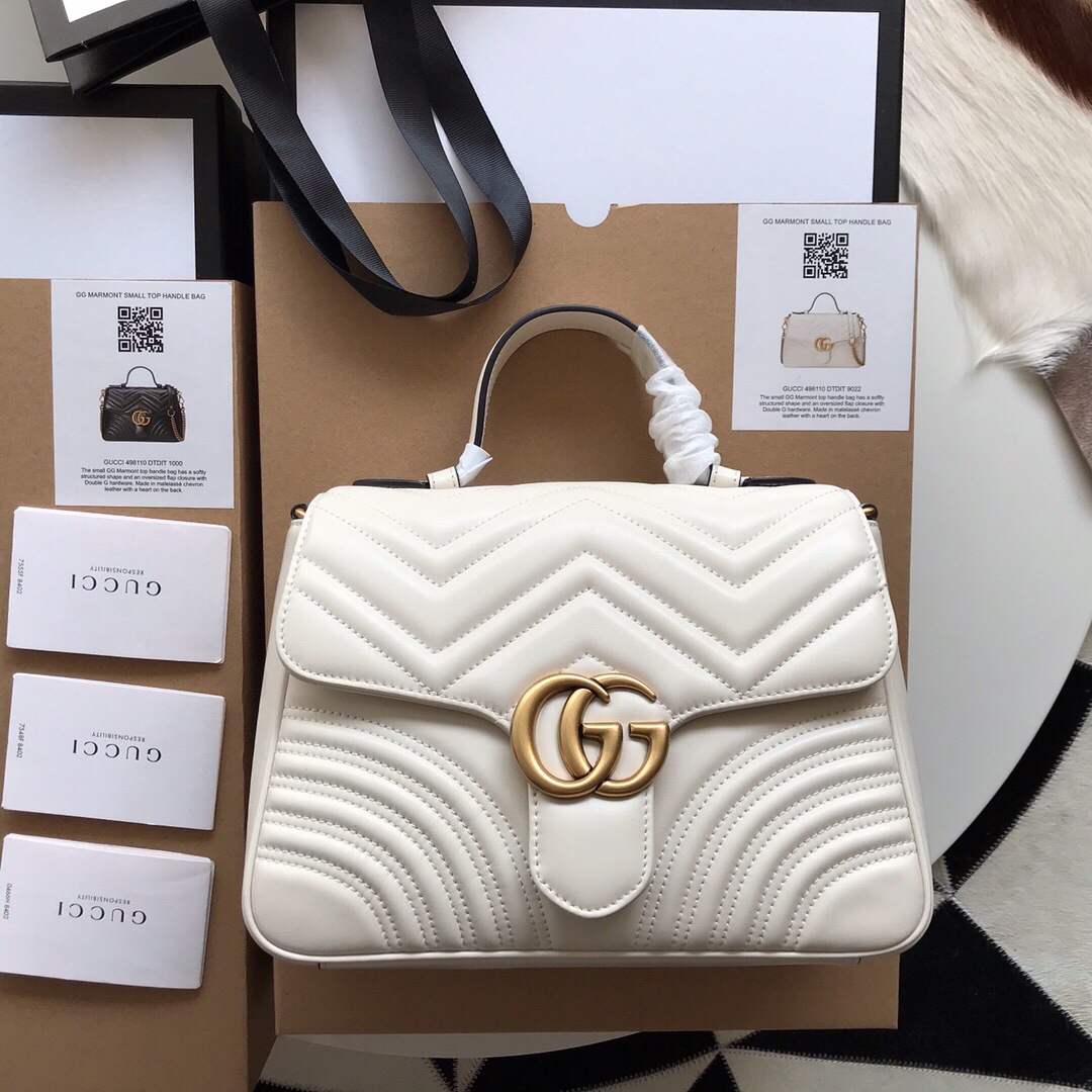 Gvc*1 gg marmont small top handle bag white 27 x 19 x 10.5 cm