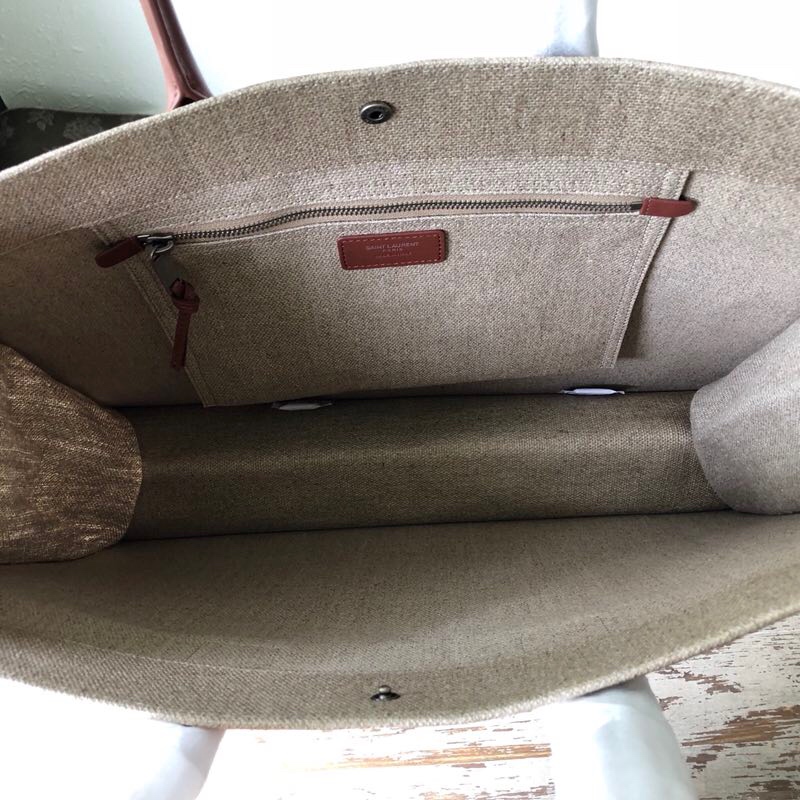 Y51 rive gauche tote bag in linen and leather beige 4992909 48 x 36 x 16 cm