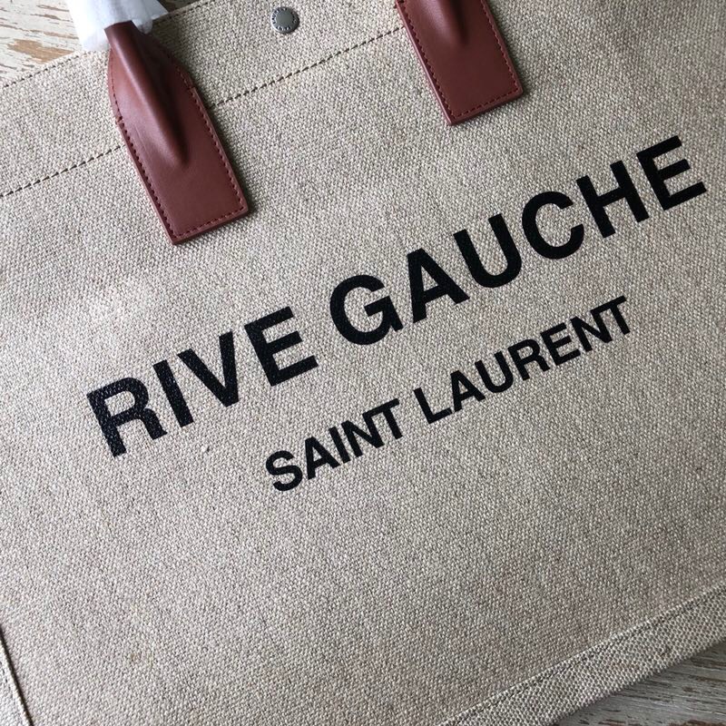 Y51 rive gauche tote bag in linen and leather beige 4992909 48 x 36 x 16 cm