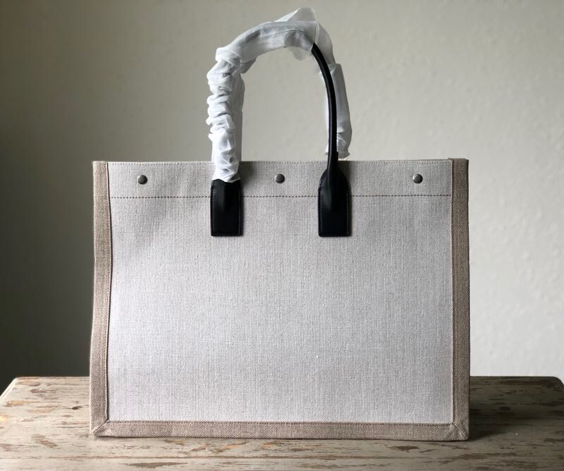 Y51 rive gauche tote bag in linen and leather white 4992909 48 x 36 x 16 cm