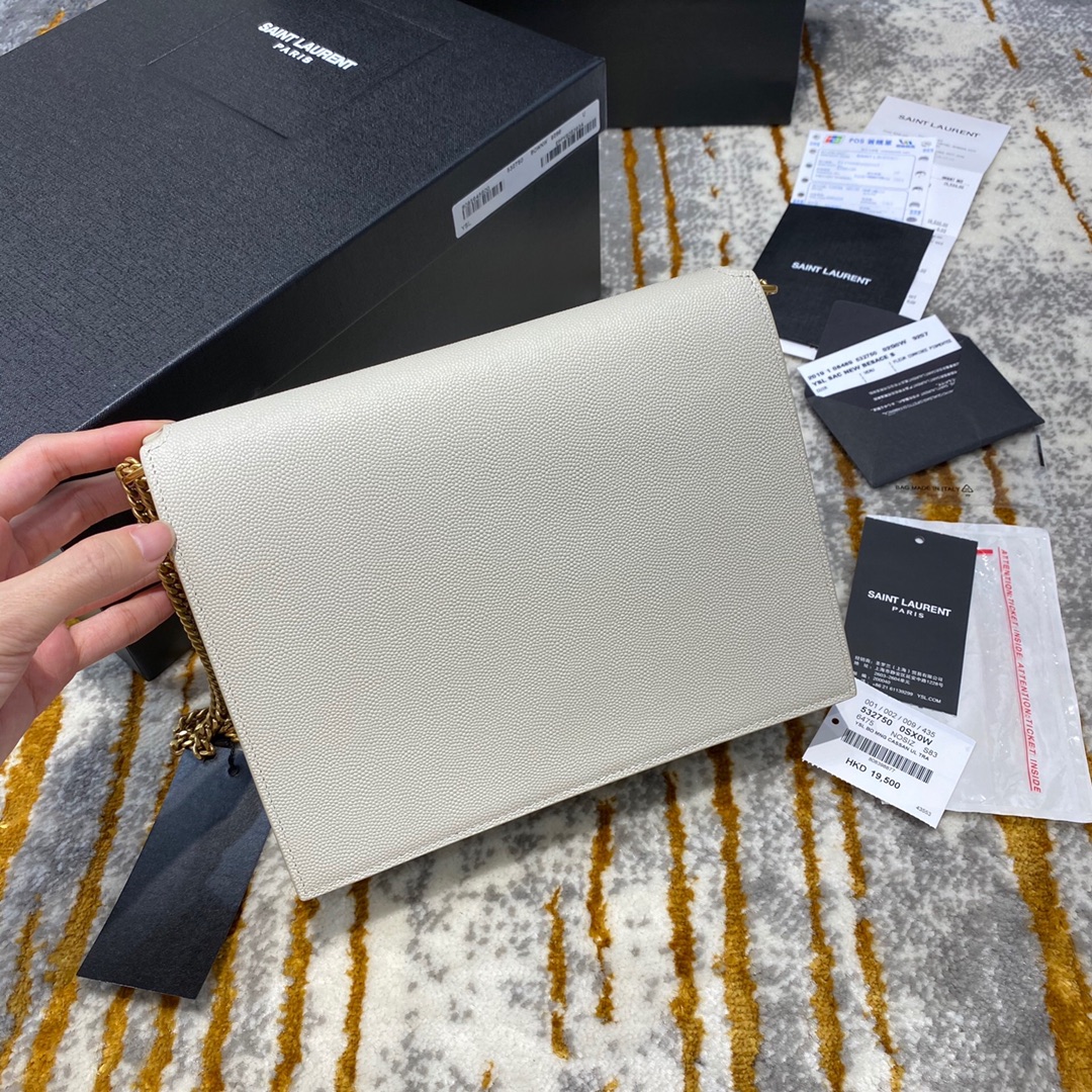 Y51 cassandra medium chain bag grained leather white 532750 22 x 16.5 x 5.5 cm