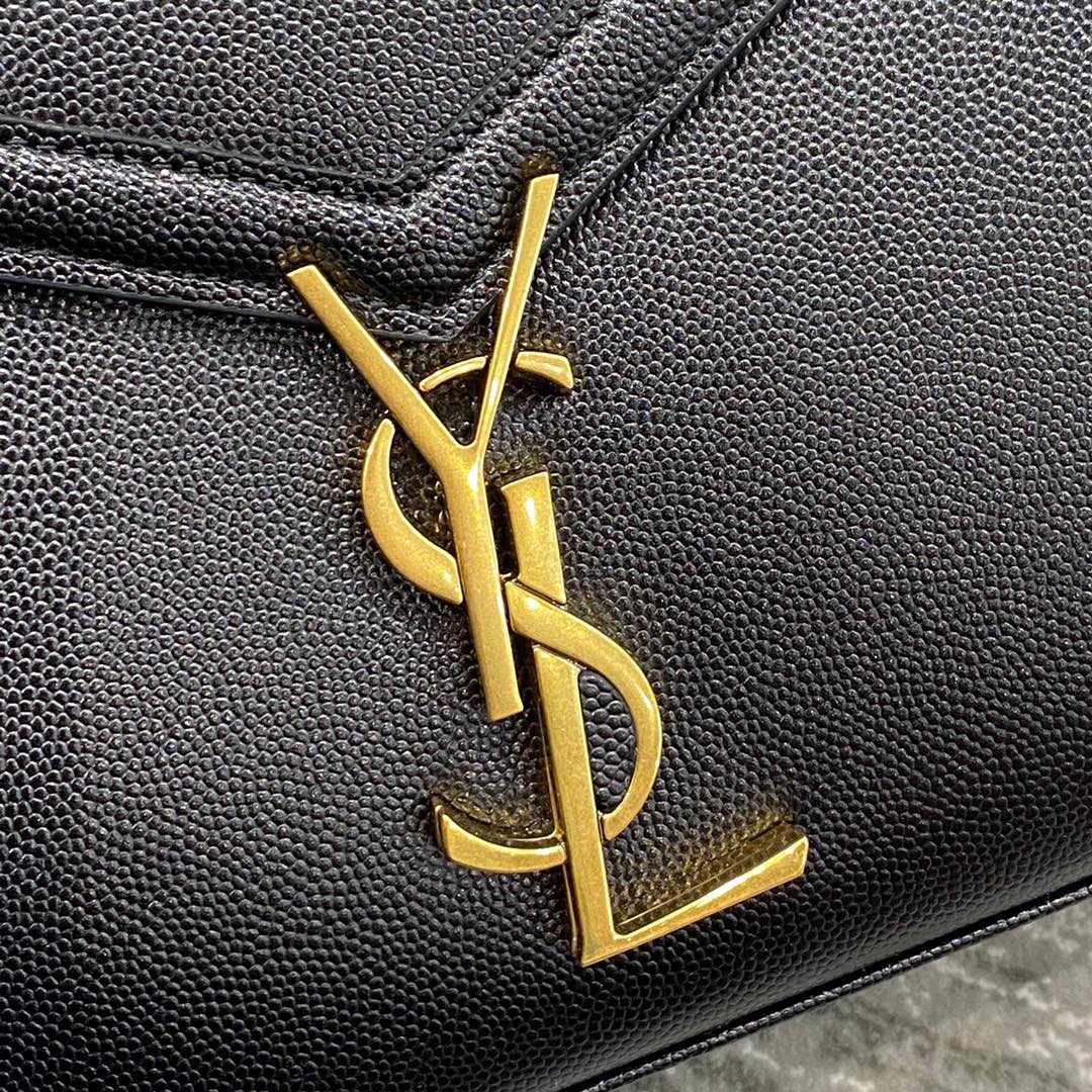 Y51 cassandra mini top handle bag grained leather black 623930 20 x 16 x 7.5 cm