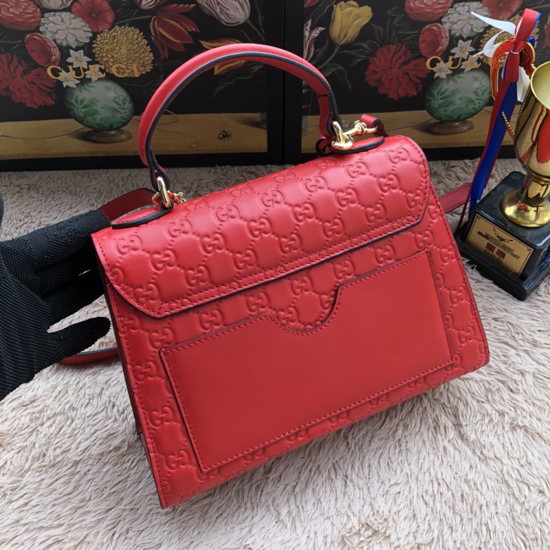 Gvc*1 padlock small top handle bag signature leather red 453188 28 x 19 x 11 cm