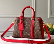 l0vis Vvtt0n soufflot bb monogram canvas and leather cherry red m44818 29 × 19 × 10 cm