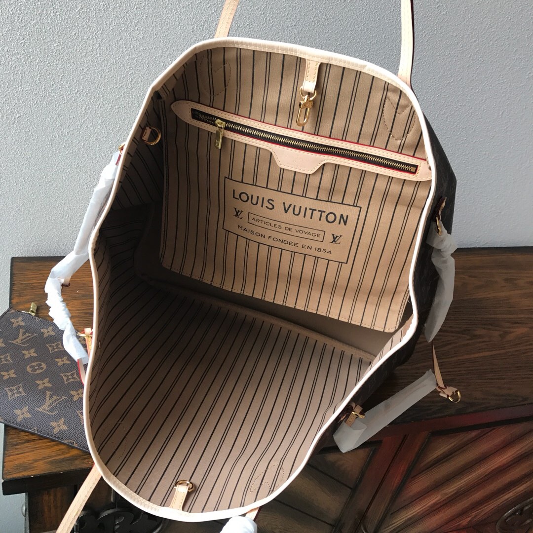 LV Neverfull Mommy shopping GM bag black check powder 40CM