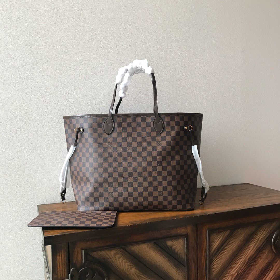 LV Neverfull Mommy shopping GM bag black check powder 40CM m41357