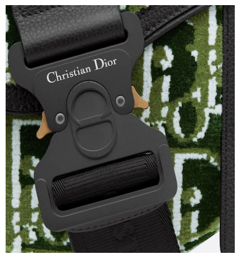 olive D10r oblique tapestry and black grained calfskin saddle bag 26cm