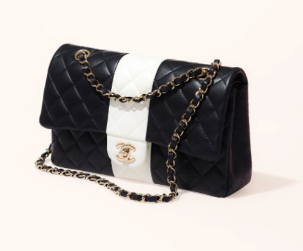 Ch**el flap bag black and white & golden chain 25cm