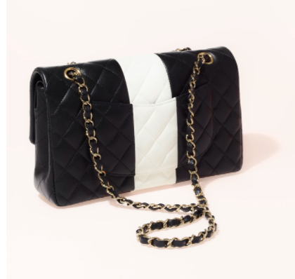 Ch**el flap bag black and white & golden chain 25cm