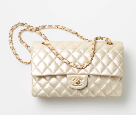 Ch**el flap bag golden & golden chain 25cm