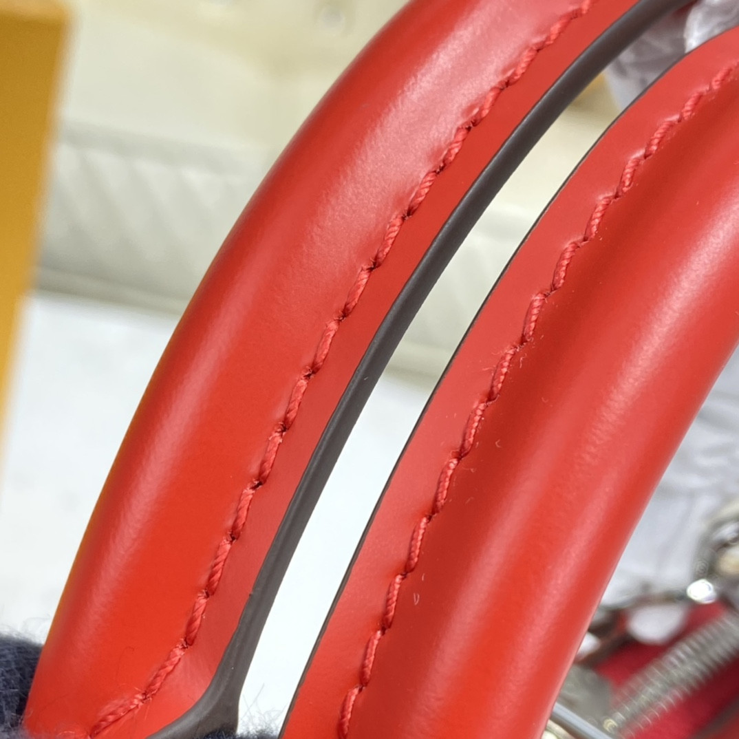 l0vis Vvtt0n alma bb stripe epi leather noir coquelicot - m40862 - 24x11.5x18cm