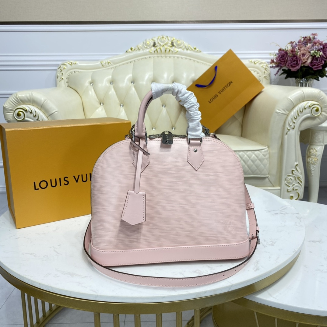 LV Alma BB stripe epi leather noir M40862 Rose Ballerine - 24x11.5x18cm