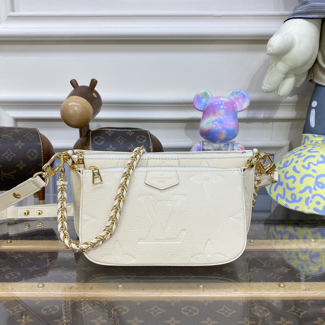 LV MULTI POCHETTE WHITE Monogram Empreinte LEATHER M80399 - 25x14.5x4.5cm