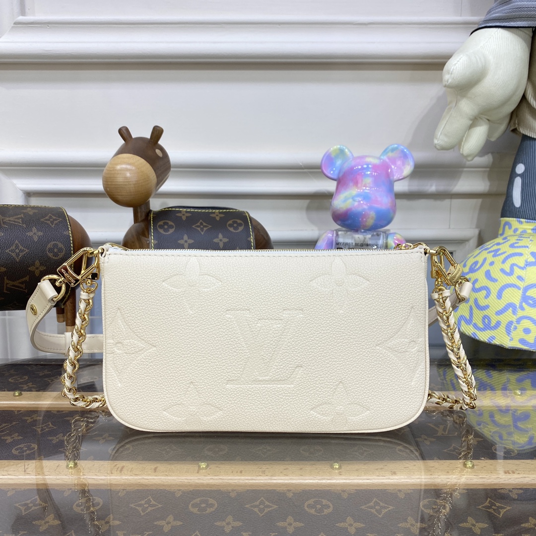 LV MULTI POCHETTE WHITE Monogram Empreinte LEATHER M80399 - 25x14.5x4.5cm