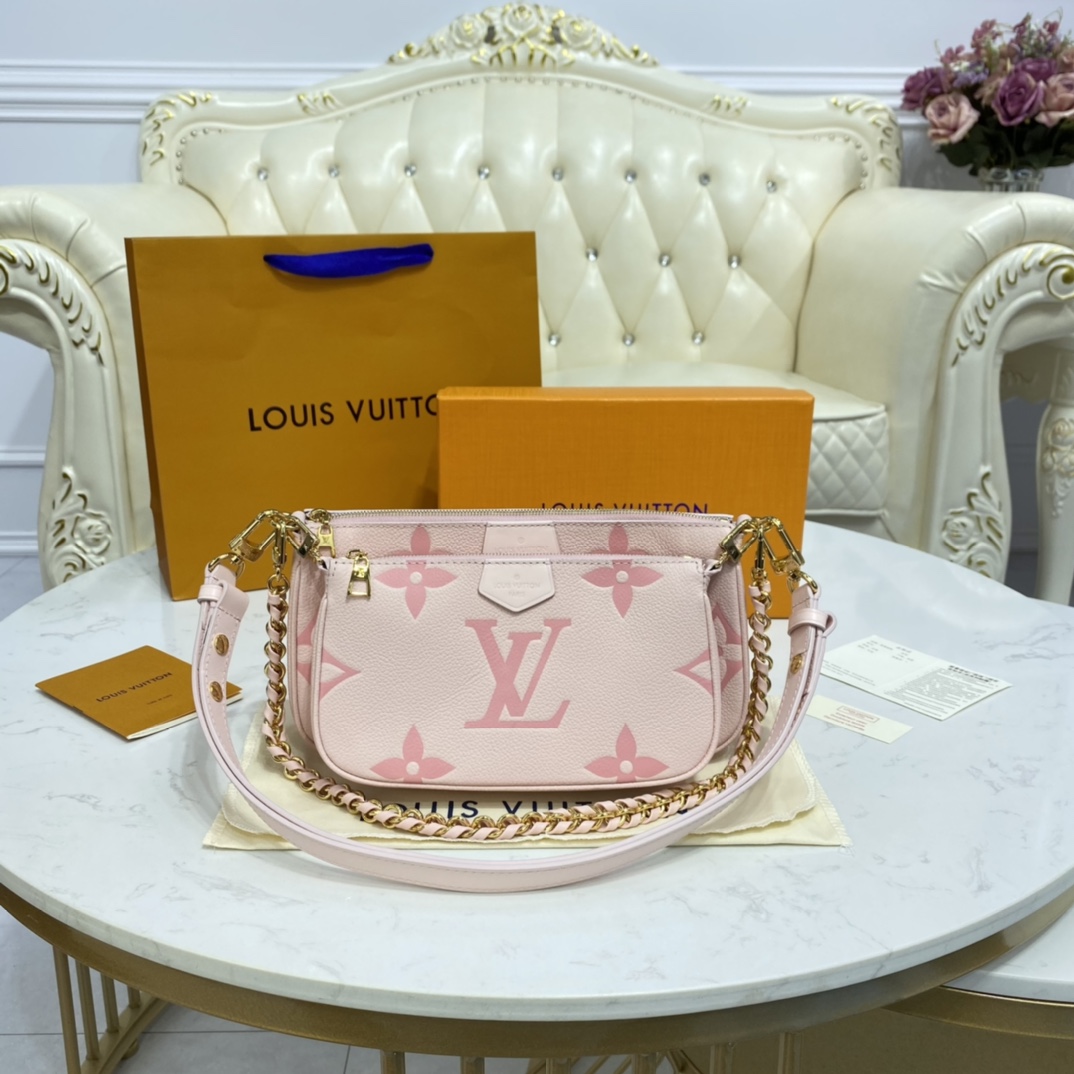 LV MULTI POCHETTE PINK LEATHER M45777 - 25x14.5x4.5cm