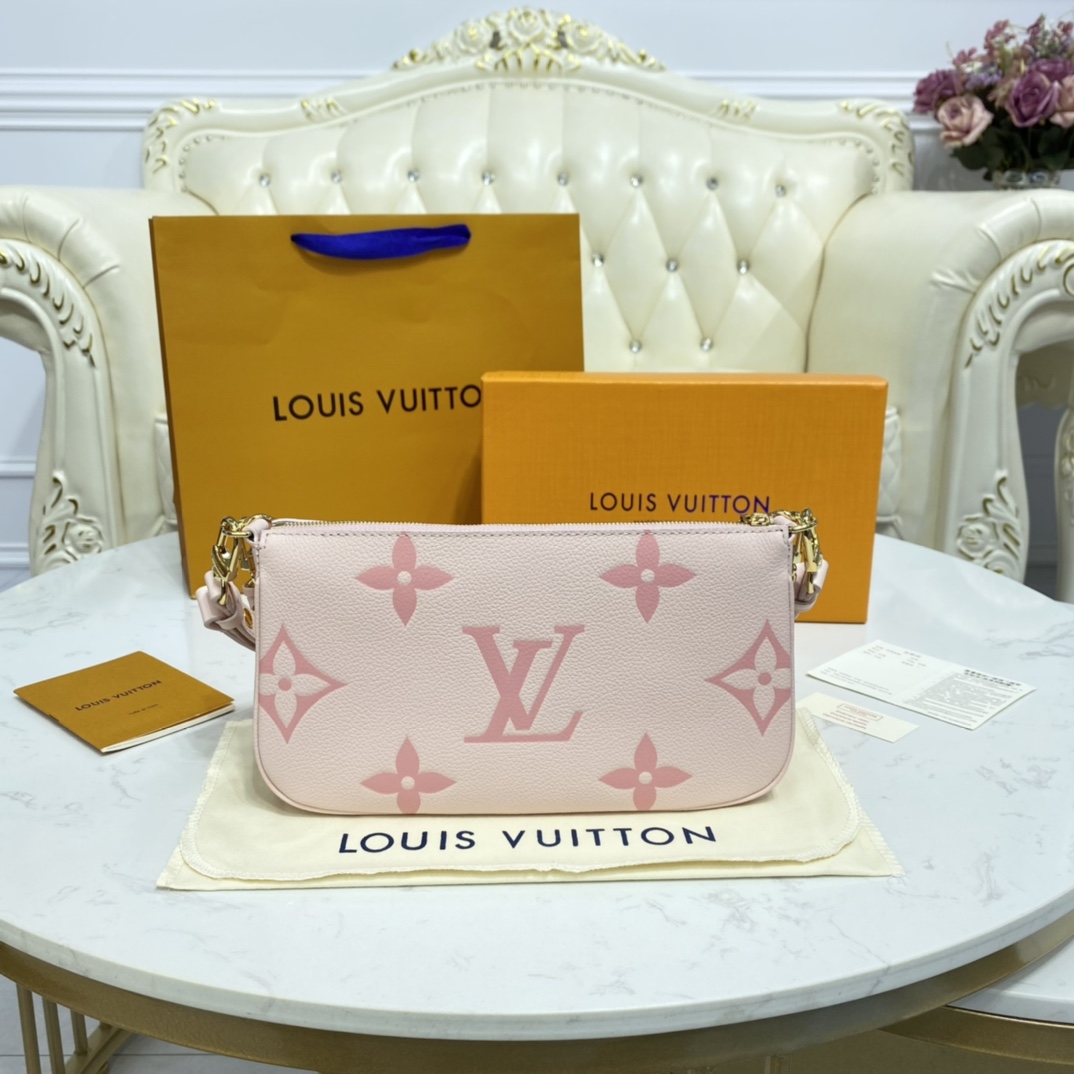 LV MULTI POCHETTE PINK LEATHER M45777 - 25x14.5x4.5cm