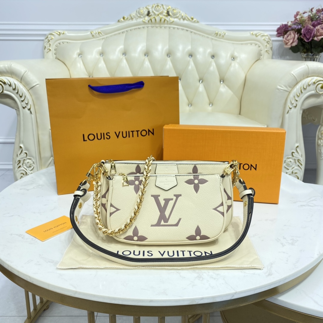 LV MULTI POCHETTE WHITE LEATHER M45777 - 25x14.5x4.5cm