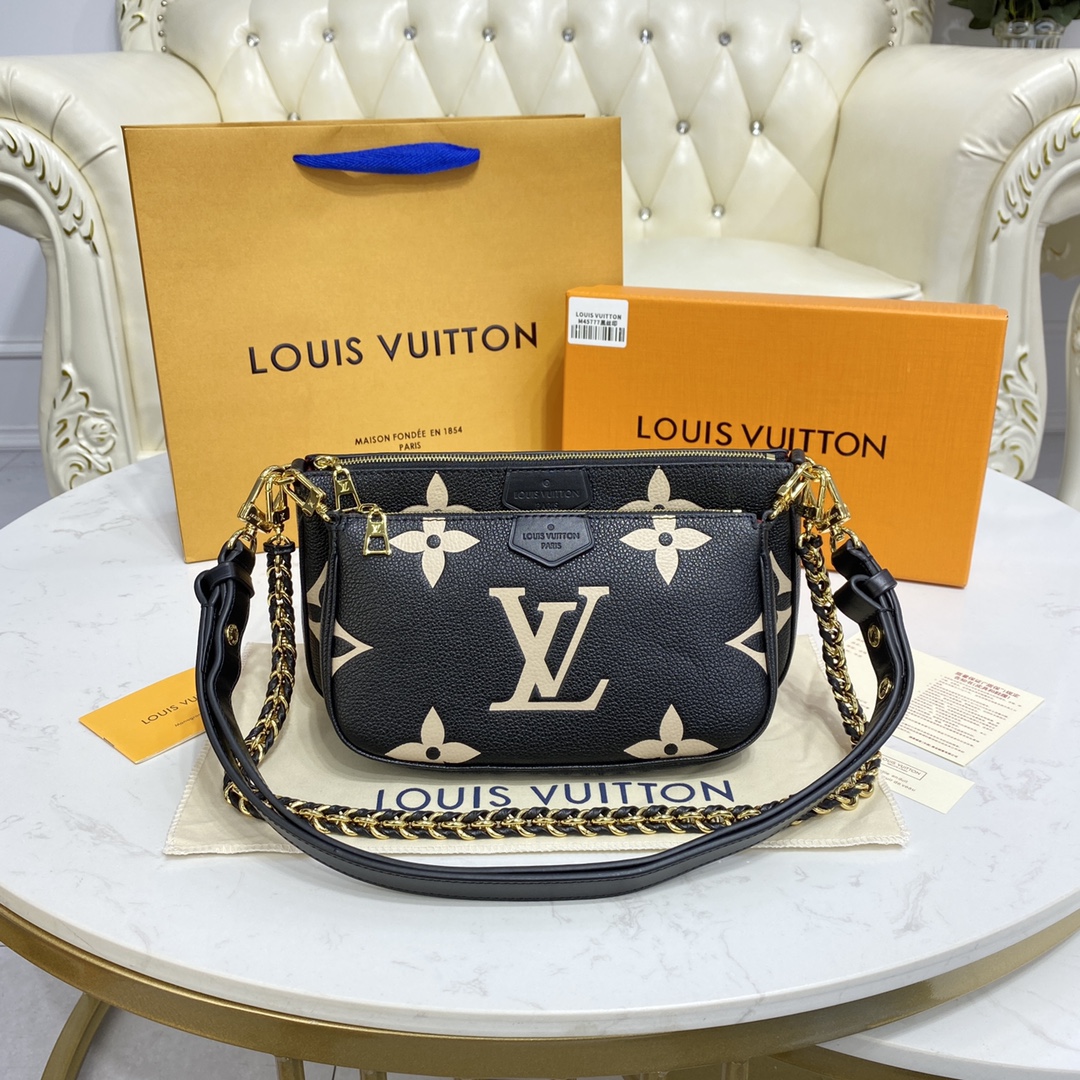 LV MULTI POCHETTE BLACK LEATHER M45777 - 25x14.5x4.5cm