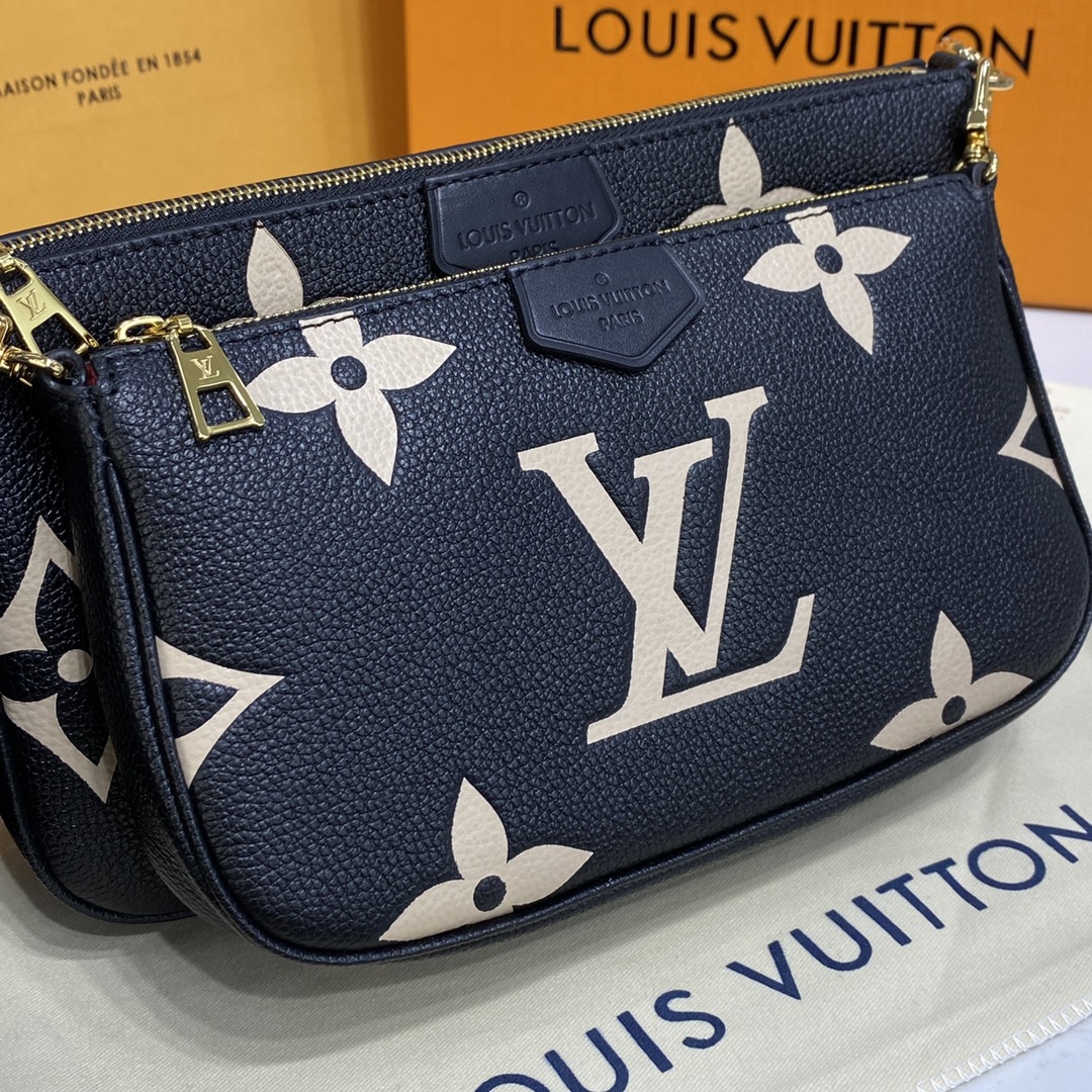 LV MULTI POCHETTE BLACK LEATHER M45777 - 25x14.5x4.5cm