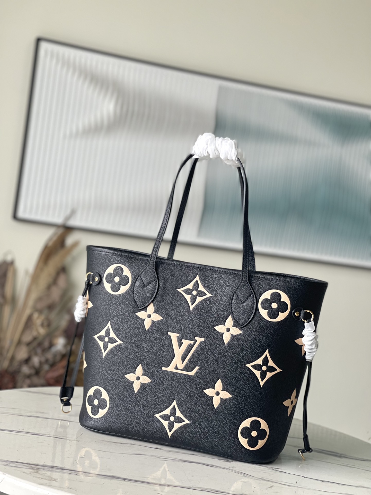 LV Neverfull MM BLACK LEATHER M58907 - 31 x 28 x 14 cm
