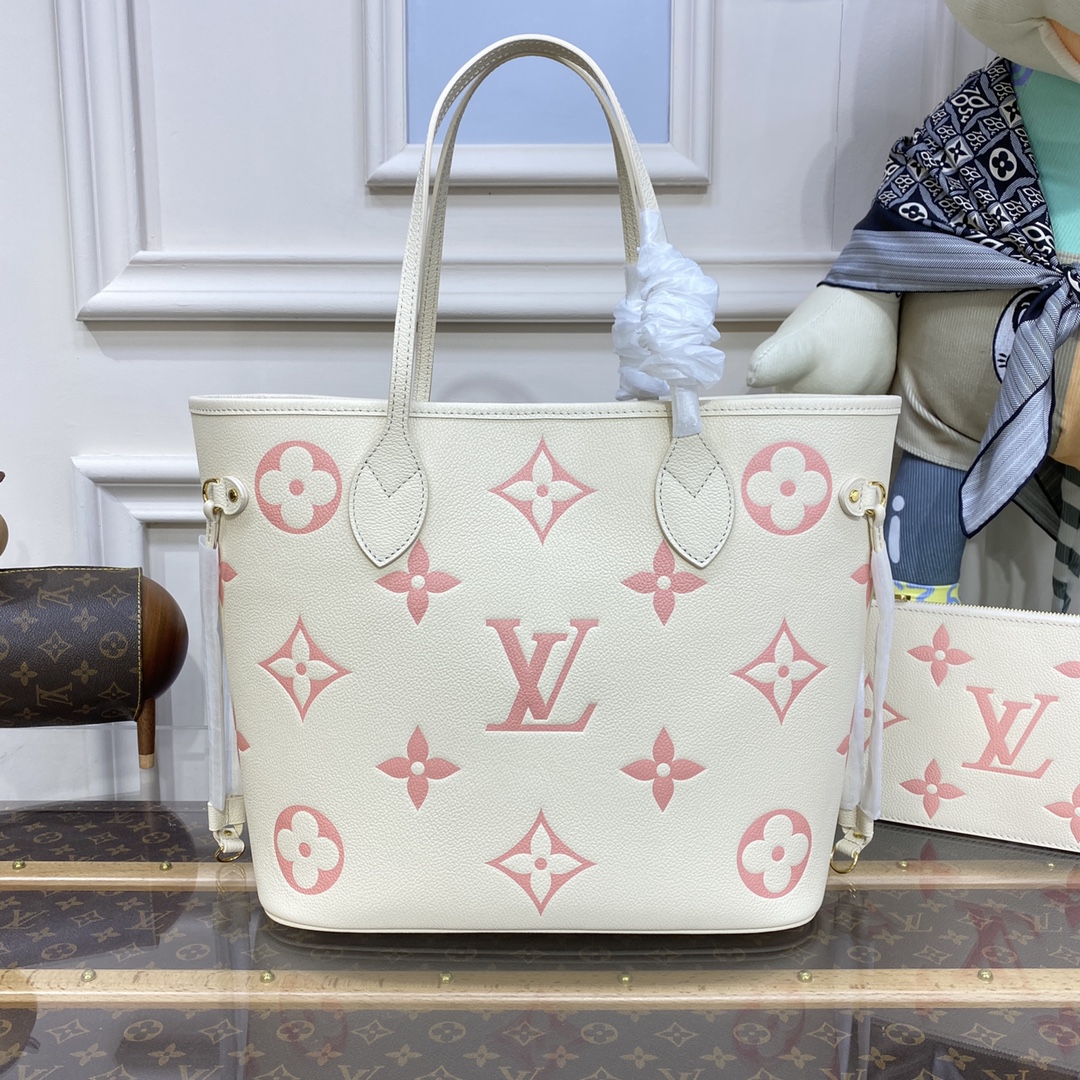 LV Neverfull MM Cream Leather M58907 - 31 x 28 x 14 cm