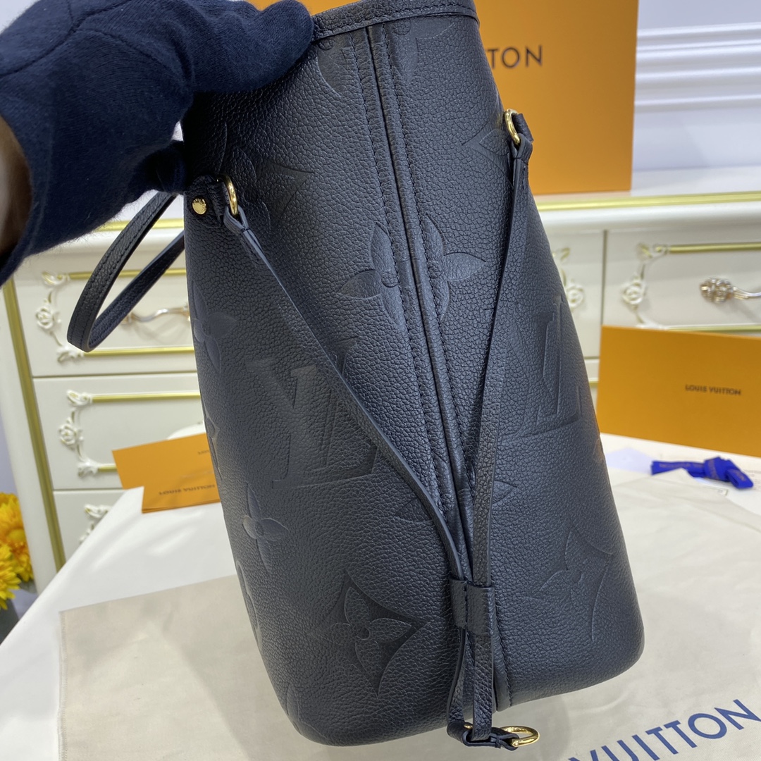 LV NEVERFULL MM Monogram Empreinte Leather Black M45685 - 31cmx 28 x 14 cm