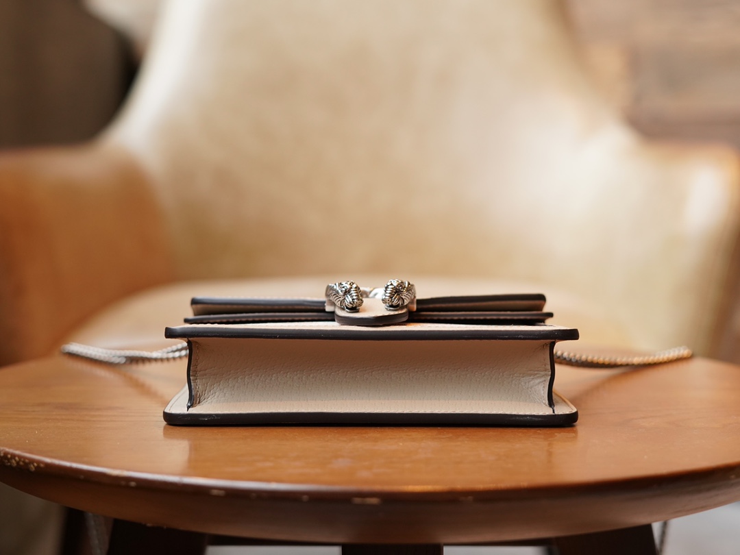 gvc*1 dionysus S*per mini leather bag beige and white ‎476432 - 16.5x10x4cm