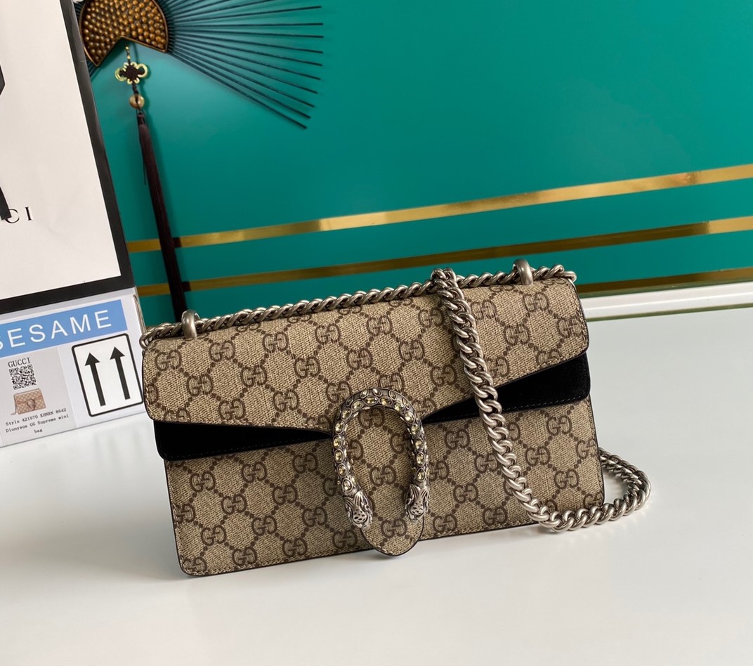 Gvc*1 dionysus small shoulder bag black suede 499623 - 25x13.5x7cm