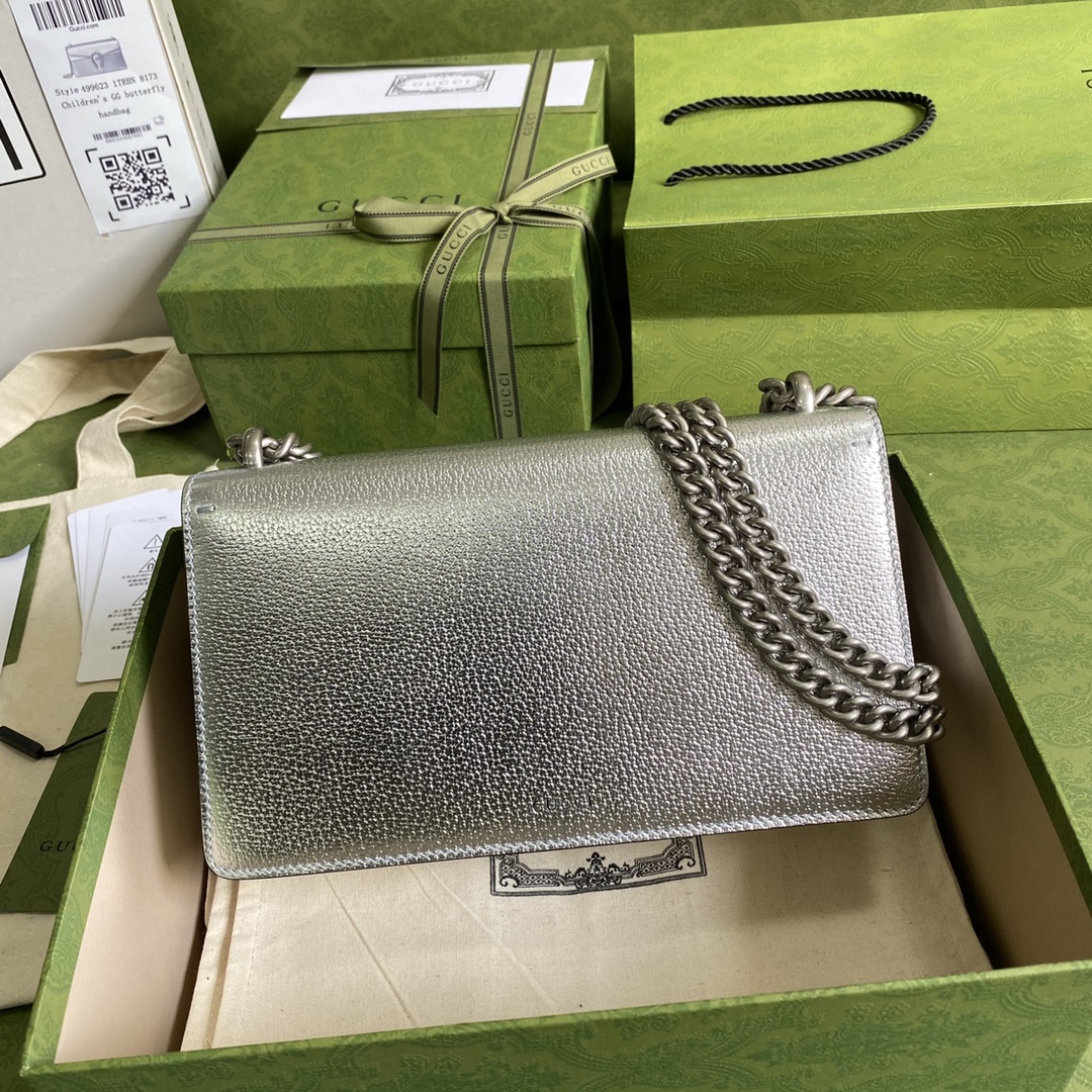 Gvc*1 dionysus small shoulder bag silver lamé leather 499623 - 25x13.5x7cm