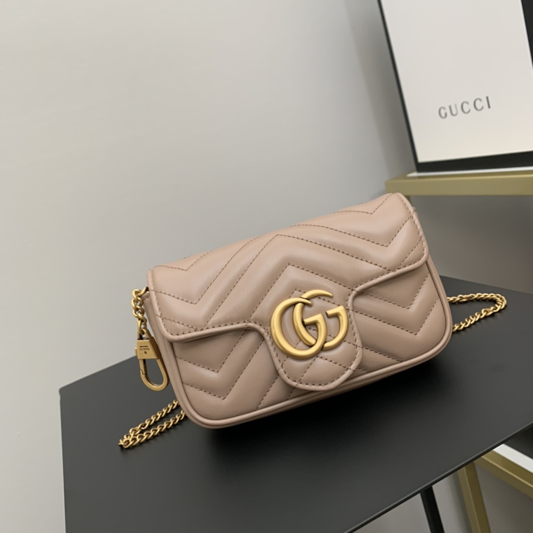 gg marmont matelassé S*per mini bag dusty pink 476433 - 16.5 x 10 x 4.5cm