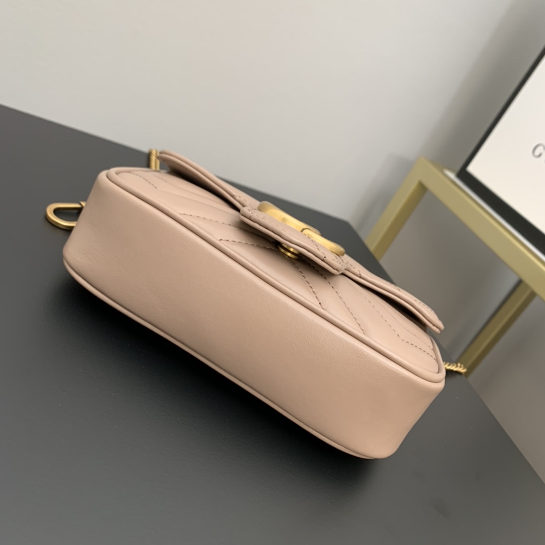 gg marmont matelassé S*per mini bag dusty pink 476433 - 16.5 x 10 x 4.5cm