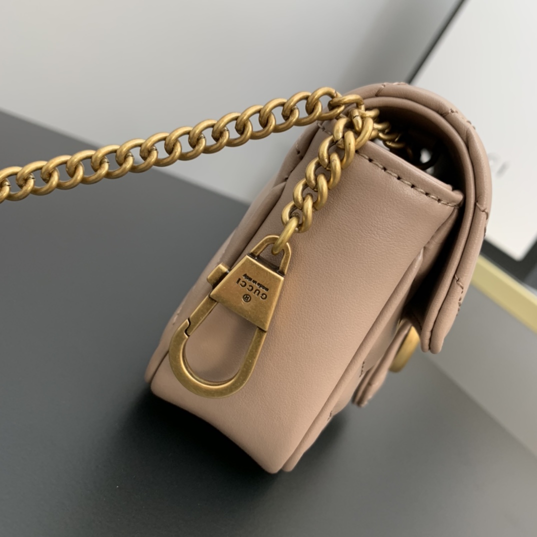 gg marmont matelassé S*per mini bag dusty pink 476433 - 16.5 x 10 x 4.5cm